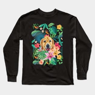 Tropical Golden Retriever 4 Long Sleeve T-Shirt